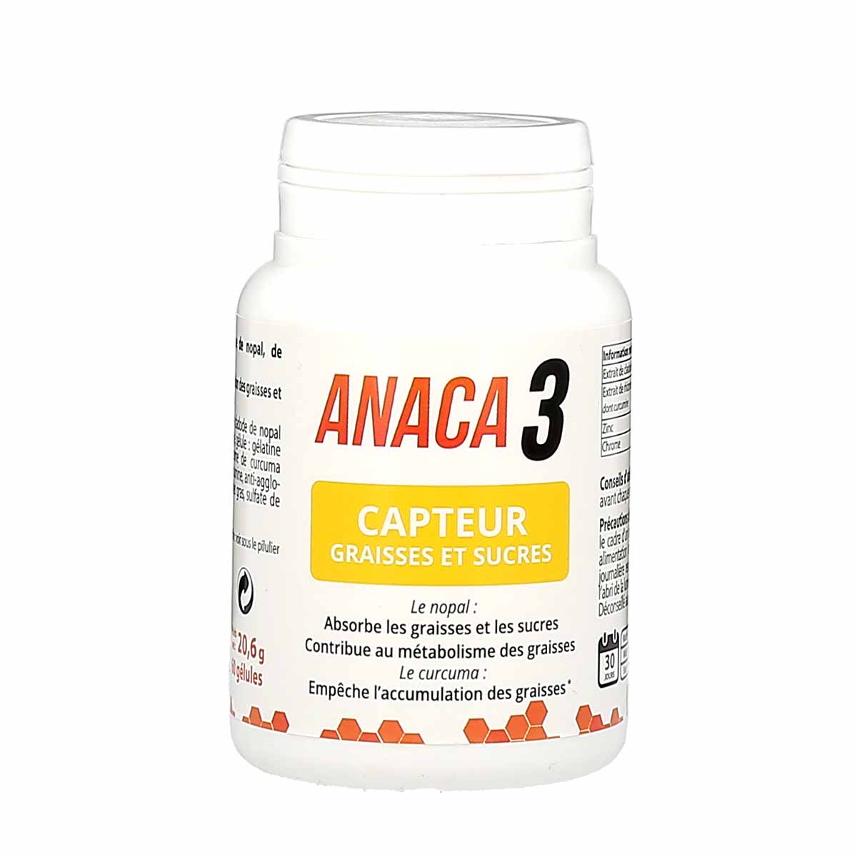Anaca 3 Capteur Graisses et Sucres, flacon de 60 gélules