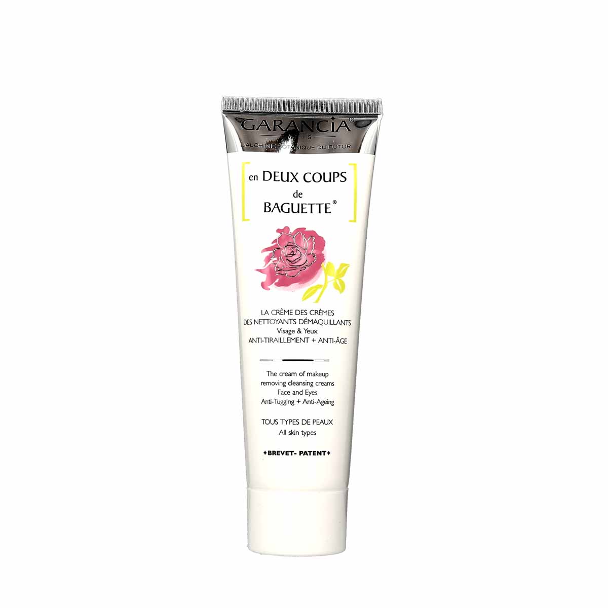 Garancia En Deux Coups de Baguette Rose, Démaquillant Crème Anti-âge et Anti-tiraillement, Visage et Yeux, tube de 120g
