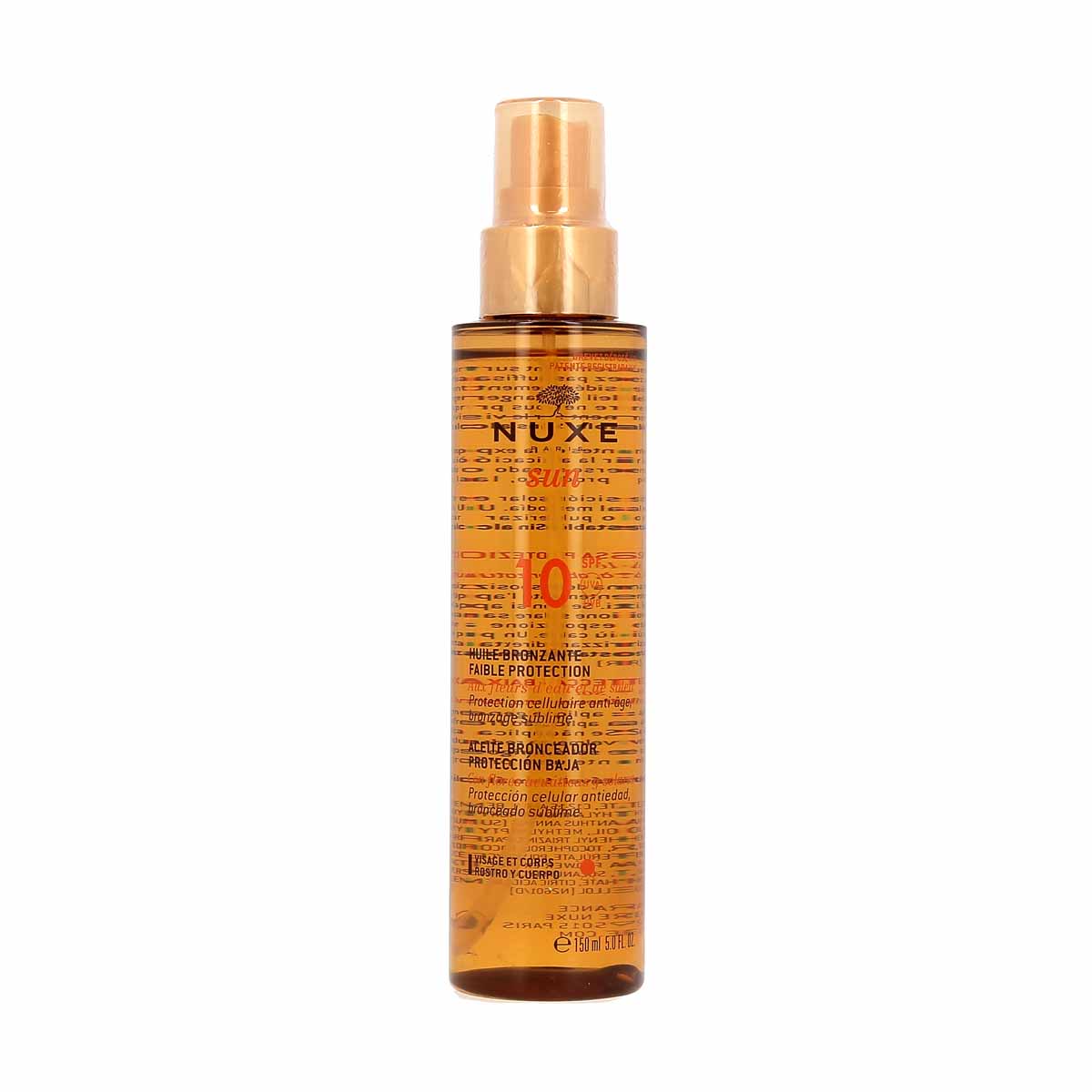 Nuxe Sun Huile Bronzante Visage et Corps SPF10, vaporisateur de 150ml